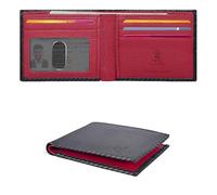 Oak Leathers Cartera plegable delgada para hombre, carteras de cuero RFID plegables para 6 tarjetas de crédito y soporte de identificación, regalo para hombres, Red, S, Minimalista