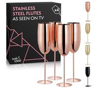 Oak & Steel - 4 Copas De Champán De Acero Inoxidable, 285 Ml - Pack De Copas De Vino Espumoso Oro Rosa