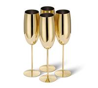 Oak & Steel - 4 Elegantes Copas De Champán De Acero Inoxidable Dorado, 285ml - Set De Regalo De Copas Irrompibles Para Navidad Y Año Nuevo