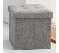 Oak & Tea Asiento otomano Plegable con Tapa, reposapiés Plegable para niños y Adultos, Caja de Almacenamiento de Juguetes, Color Gris, 30 x 30 x 30 cm