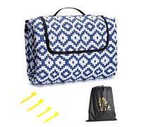 Oak & Tea Manta de Picnic Esterilla Playa Impermeable con 4 Hebillas de Esquina Manta Camping para Playa y Camping 200 x 200 cm Color Azul y Blanco