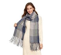 Oak & Tea Señoras Bufandas Invierno Cálido Tartán Mantones Cashmere Feel Wraps, Bufanda Regalos para Mujeres (Gris)