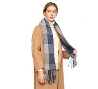 Oak & Tea Señoras Bufandas Invierno Cálido Tartán Mantones Cashmere Feel Wraps, Bufanda Regalos para Mujeres (Gris)