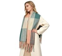 Oak & Tea Señoras Bufandas Invierno Cálido Tartán Mantones Cashmere Feel Wraps, Bufanda Regalos para Mujeres (Verde)
