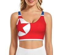 Oak Tree Under the Sunshine - Brasier deportivo para mujer, de alto apoyo, cómodo y elegante para todos tus entrenamientos, Bandera de Corea del Norte 9, XL