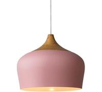 Oak Wood and Iron Finish Chandelier Creative Lamp Shade Industrial Pendant Light Decor Ceiling Lighting Nordic Dining Room Hanging Lights for Living Room,Kitchen Island(Pink,35CM)