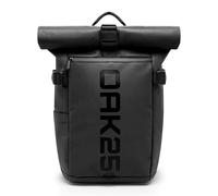 OAK25 Mochila Rolltop Reflectante Mujeres y Hombres Negro - Luminite Rolltop Lite - Roll Top Mochila para Trabajo Universidad Ciclismo - Compartimento para Portátil 16 Pulgadas - Daypack 19L