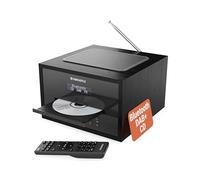 OAKCASTLE DAB400 Bluetooth Reproductor de CD con Radio Dab+ y FM | Equipo de Música HiFi Microcadena con Altavoces 40W | Doble Alarma, USB (Solo reproducción), AUX y Mando a Distancia