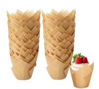 OAKENCREST 200 Piezas Papel para Magdalenas, Tulipán Tazas de Papel de Pastel, Moldes para Hornear, Moldes para Magdalenas, 4 Estilos, para Pastelerías, Horneado, Cafeterías (Color sólido)