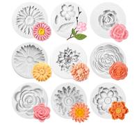 OAKENCREST 9 Piezas Moldes de Silicona para Velas 3D, Molde Flor para Velas | Moldes de silicona para velas y jabón hechos a mano, decoración de tartas, cupcakes, velas de jabón
