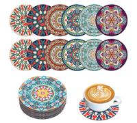 OAKENCREST Juego de 12 Posavasos para Bebidas, DIY Arte Mandala Antideslizantes, para Tazas, Regalo de Inauguración Velas, Salón, para Cumpleaños, Jarrones (Color uno)