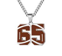 OAKKY 0-99 Atletas Número Colgante Collar para Hombres Mujeres Hip Hop Deportes Rugby Fútbol Ángeles Números 65 Collares Acero Inoxidable con Cadena