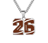 OAKKY 0-99 Atletas Número Colgante Collar para Hombres Mujeres Hip Hop Deportes Rugby Fútbol Ángeles Números 26 Collares Acero Inoxidable con Cadena