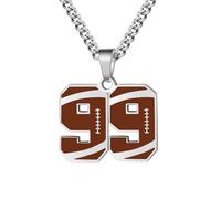 OAKKY 0-99 Atletas Número Colgante Collar para Hombres Mujeres Hip Hop Deportes Rugby Fútbol Ángeles Números 99 Collares Acero Inoxidable con Cadena