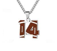 OAKKY 0-99 Atletas Número Colgante Collar para Hombres Mujeres Hip Hop Deportes Rugby Fútbol Ángeles Números 14 Collares Acero Inoxidable con Cadena