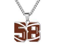 OAKKY 0-99 Atletas Número Colgante Collar para Hombres Mujeres Hip Hop Deportes Rugby Fútbol Ángeles Números 58 Collares Acero Inoxidable con Cadena