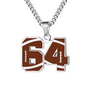 OAKKY 0-99 Atletas Número Colgante Collar para Hombres Mujeres Hip Hop Deportes Rugby Fútbol Ángeles Números 64 Collares Acero Inoxidable con Cadena