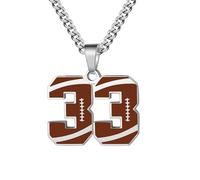 OAKKY 0-99 Atletas Número Colgante Collar para Hombres Mujeres Hip Hop Deportes Rugby Fútbol Ángeles Números 33 Collares Acero Inoxidable con Cadena