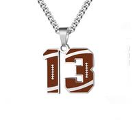 OAKKY 0-99 Atletas Número Colgante Collar para Hombres Mujeres Hip Hop Deportes Rugby Fútbol Ángeles Números 13 Collares Acero Inoxidable con Cadena