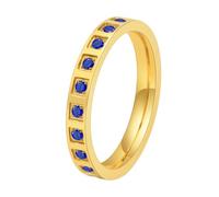 OAKKY 18K Chapado En Oro Acero Inoxidable Media Alianza Eternidad Multicolor Channel Set CZ Anillo Apilable para Mujer Oro Azul Talla 25