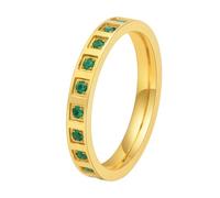 OAKKY 18K Chapado En Oro Acero Inoxidable Media Alianza Eternidad Multicolor Channel Set CZ Anillo Apilable para Mujer Oro Verde Talla 19