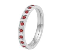 OAKKY 18K Chapado En Oro Acero Inoxidable Media Alianza Eternidad Multicolor Channel Set CZ Anillo Apilable para Mujer Plata Rojo Talla 17