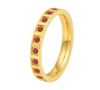 OAKKY 18K Chapado En Oro Acero Inoxidable Media Alianza Eternidad Multicolor Channel Set CZ Anillo Apilable para Mujer Oro Rojo Talla 19