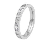 OAKKY 18K Chapado En Oro Acero Inoxidable Media Alianza Eternidad Multicolor Channel Set CZ Anillo Apilable para Mujer Plata Blanco Talla 12