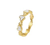 OAKKY 18K Chapado En Oro Esmalte Corazón Anillo para Mujer Delicado Corazón Lleno Band Anillo Apilable Colorido Statement Joya Regalo Blanco Talla 19