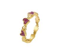 OAKKY 18K Chapado En Oro Esmalte Corazón Anillo para Mujer Delicado Corazón Lleno Band Anillo Apilable Colorido Statement Joya Regalo Rosa Talla 19