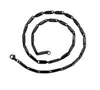 OAKKY 2mm Retro Moda Corte Rómbico Bambú Cadena Collar de Acero Inoxidable para Hombres Mujeres Hip Hop Melón Semilla En Forma de Negro 17.7"