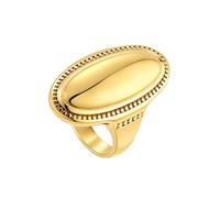 OAKKY 32MM Simple Senior Único Forma Ovalada Sólido Liso Brillante Anillo Biker Hombre Acero Inoxidable Estilo Europeo y Americano Oro Talla 17