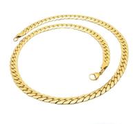 OAKKY 5.5MM Joyería Classic Rock Hip Hop Collar de Cadena de Eslabones Planos Gruesos Plian Grueso Unisex Acero Inoxidable Ajuste Cómodo Hecho a Mano Oro 17.7"