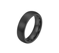 OAKKY 6MM Personalidad Simple Cúpula Clásica Mate Acabado Cepillado Anillo Biker Unisex Acero de Tungsteno Parejas Alianzas de Boda Negro Talla 25