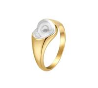 OAKKY Acero Inoxidable Anillo Promesa Corazón para Mujeres Audaz Minimalista Tema Amor Joyería Boda Compromiso Banda Blanco Forma Corazón Talla 10