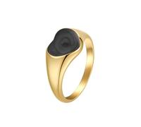 OAKKY Acero Inoxidable Anillo Promesa Corazón para Mujeres Audaz Minimalista Tema Amor Joyería Boda Compromiso Banda Negro Forma Corazón Talla 19