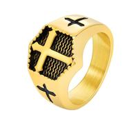 OAKKY Acero Inoxidable Cruz Anillo Hombre Ancha Banda Vintage Audaz Declaración Clásica Simple Minimalista Cruz Joyería Punk Rock Regalo Esposo Hijo Oro Talla 14