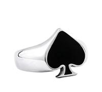 OAKKY Anillo As de Picas Unisex Acero Inoxidable Poker Suerte Estilo Punk Rock Jugador Motociclista Anillos Casino Joyería Talla 32