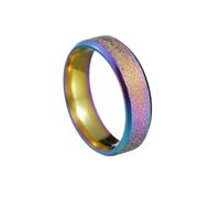 OAKKY Anillo Boda Hombre Acero Inoxidable Arenado Simple 6mm Mate Personalidad Tendencias Retro Arcoíris Talla 17