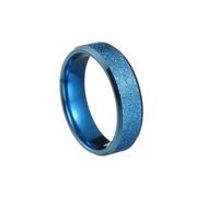 OAKKY Anillo Boda Hombre Acero Inoxidable Arenado Simple 6mm Mate Personalidad Tendencias Retro Azul Talla 22