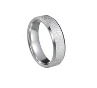 OAKKY Anillo Boda Hombre Acero Inoxidable Arenado Simple 6mm Mate Personalidad Tendencias Retro Plata Talla 19