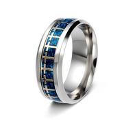 OAKKY Anillo Círculo de Cruces Patrón Cruz Repetitivo Anillo Banda para Hombres Mujeres Acero Inoxidable Amuleto Creencia Joyería Religiosa Azul Talla 12