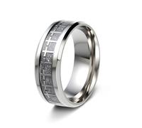 OAKKY Anillo Círculo de Cruces Patrón Cruz Repetitivo Anillo Banda para Hombres Mujeres Acero Inoxidable Amuleto Creencia Joyería Religiosa Plata Talla 12