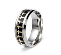OAKKY Anillo Círculo de Cruces Patrón Cruz Repetitivo Anillo Banda para Hombres Mujeres Acero Inoxidable Amuleto Creencia Joyería Religiosa Plata Negro Talla 12