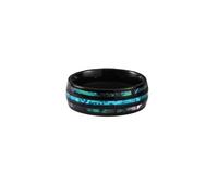 OAKKY Anillo con Incrustación de Nácar para Hombres Banda Acero Inoxidable Negro Joyería Declaración Personalidad Única Talla 19