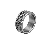 OAKKY Anillo con Patrón Martillado Irregular Texturizado para Hombres Acero Inoxidable Estilo Biker Rock Gótico Joyería Declaración Talla 27