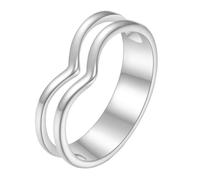 OAKKY Anillo Corazón Apilable para Hombres Mujeres Diseño Openwork Audaz Acero Inoxidable Moderno Minimalista Aniversario Amor Joyería Plata Talla 12