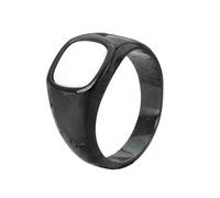 OAKKY Anillo Cuadrado Minimalista Concha Blanca para Hombres Mujeres Acero Inoxidable Pulido Banda Geométrico Simple Joyería Negro Talla 19