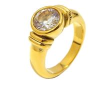 OAKKY Anillo de Boda Acero Inoxidable Zirconia Redonda Simple Retro Exquisito de Moda para Hombre y Mujer Dorado Blanco Talla 12