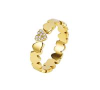 OAKKY Anillo de Corazones Entrelazados para Mujeres Acero de Titanio con Joyería de Incrustación Completa de Circonitas Color Oro Talla 12